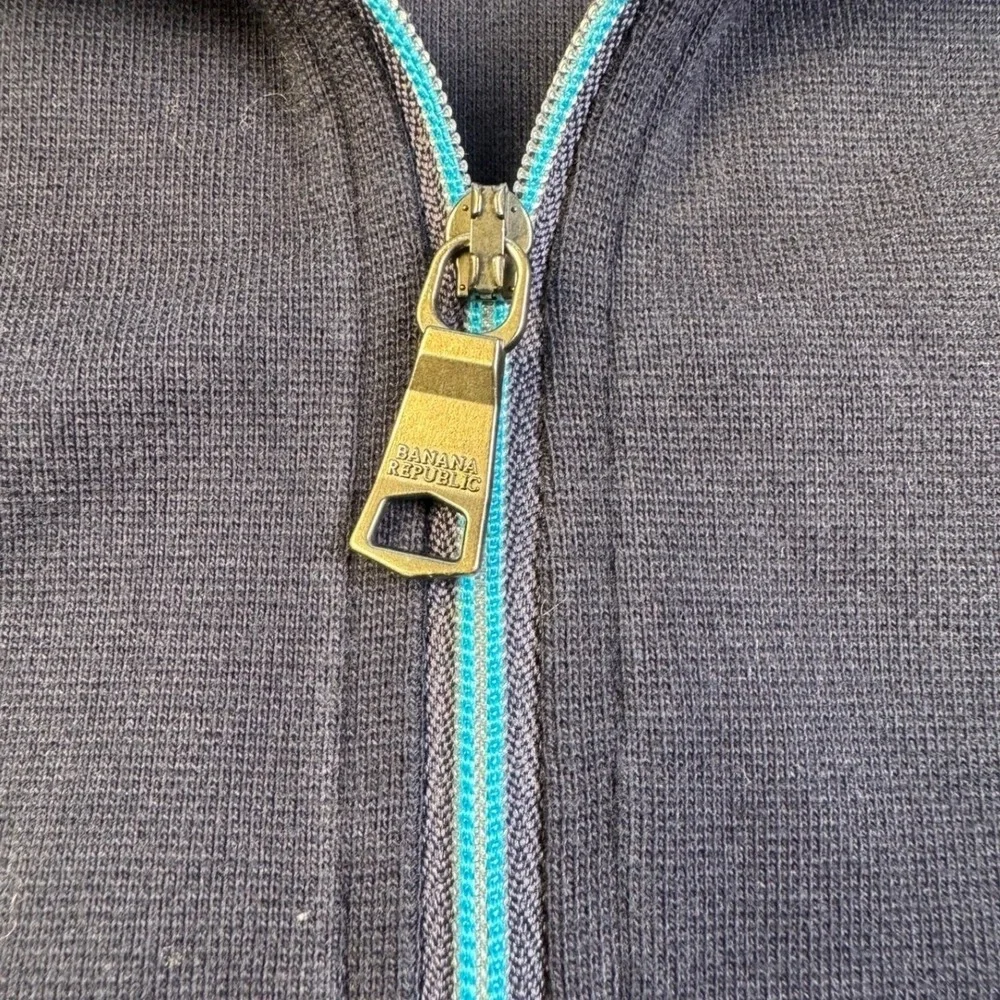 Banana Republic Mens Navy Blue Quarter Zip Long Sleeve Pullover Shirt‎